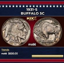 1931-s Buffalo Nickel 5c Grades ms66