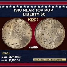 1910 Liberty Nickel Near Top Pop 5c ms66+ SEGS