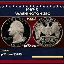 1987-s Proof Washington Quarter 25c pr70 dcam SEGS