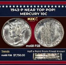 1943-p Mercury Dime Near Top Pop! 10c ms68 FSB SEGS