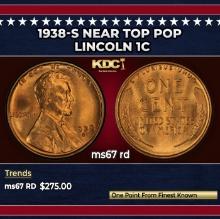 1938-s Lincoln Cent Near Top Pop 1c ms67 rd SEGS