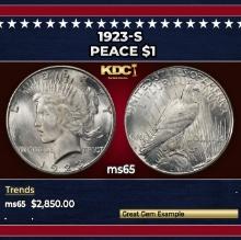 1923-s Peace Dollar $1 ms65 SEGS
