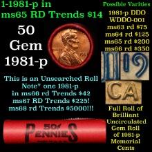 BU Shotgun Lincoln 1c roll, 1981-p 50 pcs Bank Wrapper 50c