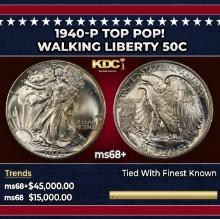 1940-p Walking Liberty Half Dollar TOP POP! 50c ms68+ SEGS