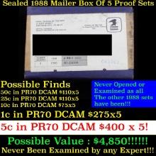 Original sealed box 5- 1988 United States Mint Proof Sets.