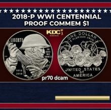 2018-p WWI Centennial Proof Modern Commem Dollar $1 pr70 dcam SEGS