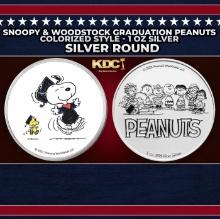 Snoopy & Woodstock Graduation Peanuts Colorized Style - 1 oz Silver Round Round