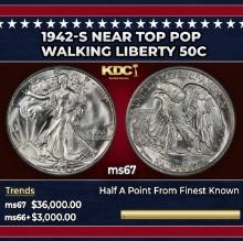 1942-s Walking Liberty Half Dollar Near Top Pop 50c ms67 SEGS