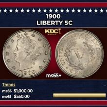 1900 Liberty Nickel 5c ms65+ SEGS