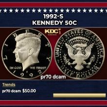 1992-s Proof Kennedy Half Dollar 50c pr70 dcam SEGS