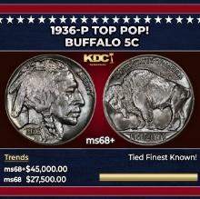 1936-p Buffalo Nickel TOP POP! 5c ms68+ SEGS