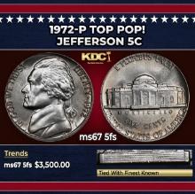 1972-p Jefferson Nickel TOP POP! 5c ms67 5fs SEGS