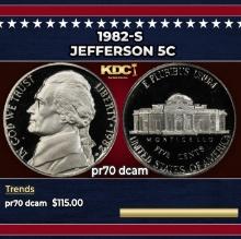 1982-s Proof Jefferson Nickel 5c pr70 dcam SEGS