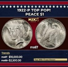 1922-p Peace Dollar TOP POP! $1 ms67 SEGS