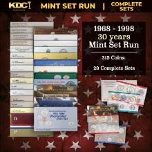 1968-1998 30 Years Mint Set Run - 315 Coins, 29 Complete Sets