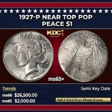 1927-p Peace Dollar Near Top Pop $1 ms65+ SEGS