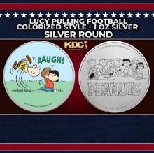 Lucy Pulling Football Colorized Style - 1 oz Silver Round Round