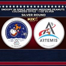 Snoopy In Space Artemis Missions Peanuts Colorized Style - 1 oz Silver Round Round