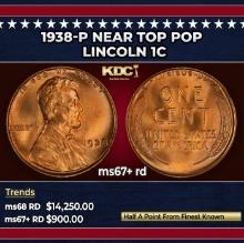 1938-p Lincoln Cent Near Top Pop 1c ms67+ rd SEGS