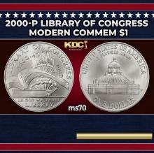 2000-p Library of Congress Modern Commem Dollar $1 ms70 SEGS
