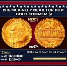1916 McKinley Gold Commem Dollar Near Top Pop! 1 ms67+ SEGS
