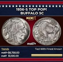 1936-s Buffalo Nickel TOP POP! 5c ms67+ SEGS