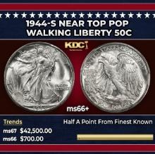 1944-s Walking Liberty Half Dollar Near Top Pop 50c ms66+ SEGS