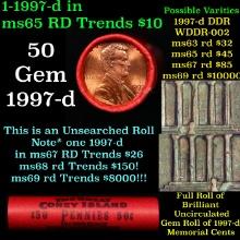 BU Shotgun Lincoln 1c roll, 1997-d 50 pcs Bank Wrapper 50c