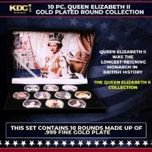 10 Coin Queen Elizabth II Gold Plated Round Collection