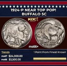 1924-p Buffalo Nickel Near Top Pop! 5c ms66+ SEGS