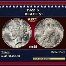1922-s Peace Dollar $1 ms65 SEGS