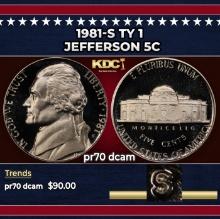 1981-s Ty 1 Proof Jefferson Nickel 5c pr70 dcam SEGS