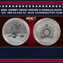2023  Disney Micky Mouse & Donald Duck 1oz .999 Silver $2  Niue Commerative Coin Grades Ungraded Rou