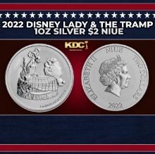 2022 Disney Lady & The Tramp 1oz Silver $2 Niue Grades Ungraded Round