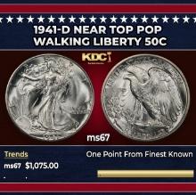 1941-d Walking Liberty Half Dollar Near Top Pop 50c ms67 SEGS