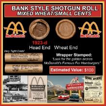 Lincoln Wheat Cent 1c Mixed Roll Orig Brandt McDonalds Wrapper, 1923-d end, Wheat other end