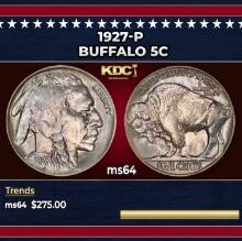 1927-p Buffalo Nickel 5c Grades ms64