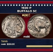 1926-p Buffalo Nickel 5c Grades ms66