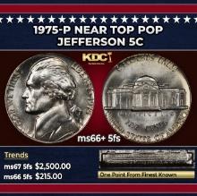 1975-p Jefferson Nickel Near Top Pop 5c ms66+ 5fs SEGS