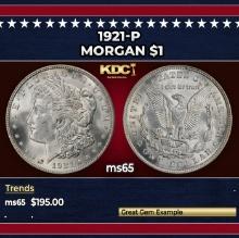 1921-p Morgan Dollar $1 Grades ms65