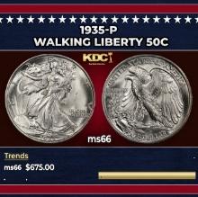 1935-p Walking Liberty Half Dollar 50c Grades ms66