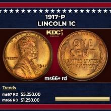 1917-p Lincoln Cent 1c ms66+ rd SEGS