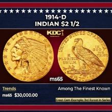 1914-d Gold Indian Quarter Eagle $2 1/2 ms65 SEGS