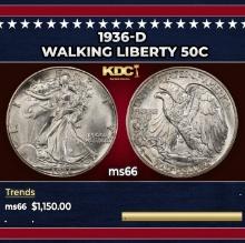 1936-d Walking Liberty Half Dollar 50c ms66 SEGS
