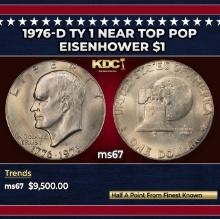 1976-d Ty 1 Eisenhower Dollar Near Top Pop $1 ms67 SEGS