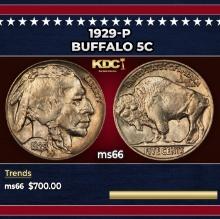 1929-p Buffalo Nickel 5c Grades ms66