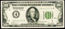 1928 $100 Green Seal Federal Reserve Note "Redeemable In Gold" Grades Select AU