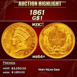 1861 Gold Dollar $1 ms64+ SEGS