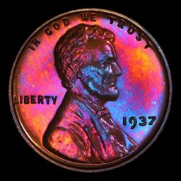 PCGS 1937 Proof Lincoln Cent Monster Toned 1c pr65 rb PCGS