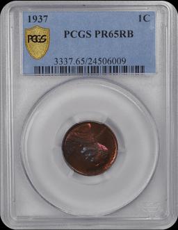 PCGS 1937 Proof Lincoln Cent Monster Toned 1c pr65 rb PCGS